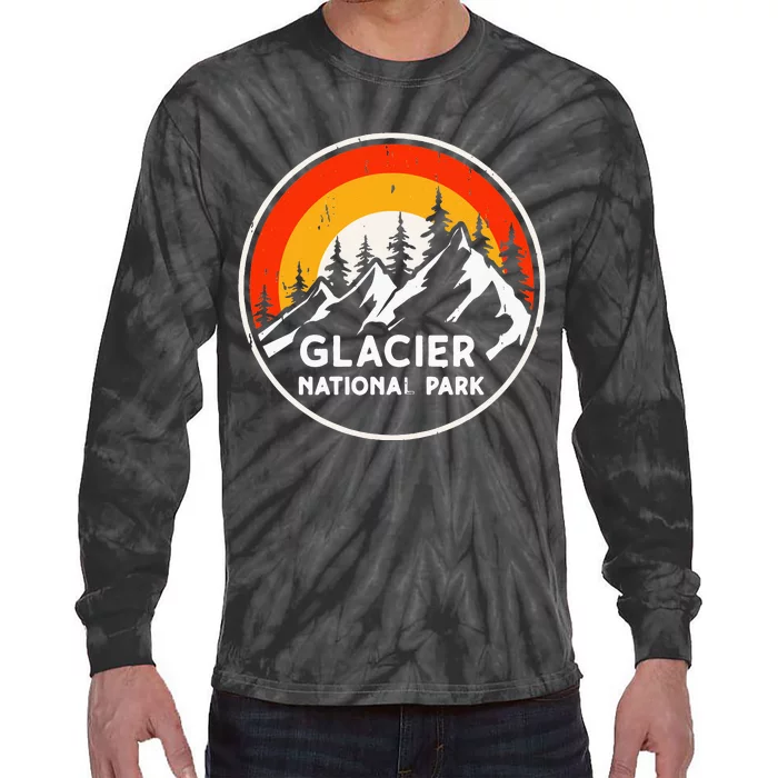 Glacier National Park Mountain Trees & Sun Camping Hiking Tie-Dye Long Sleeve Shirt