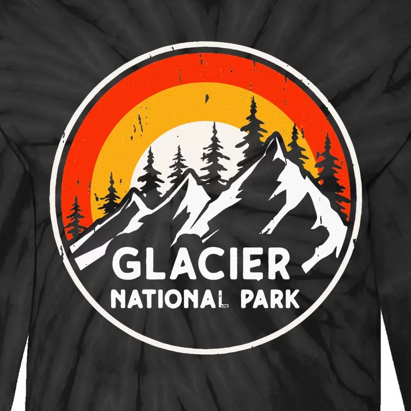 Glacier National Park Mountain Trees & Sun Camping Hiking Tie-Dye Long Sleeve Shirt