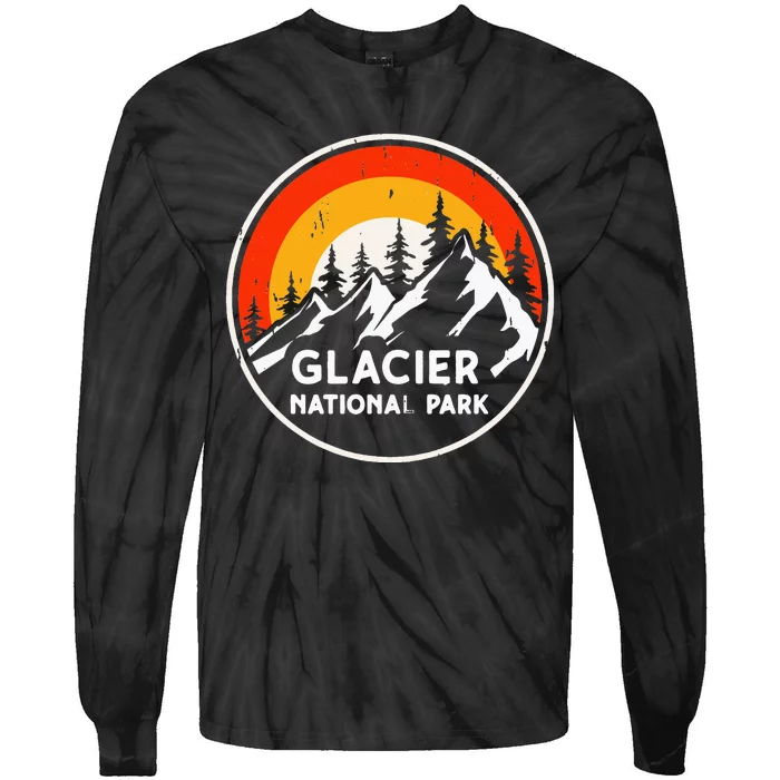 Glacier National Park Mountain Trees & Sun Camping Hiking Tie-Dye Long Sleeve Shirt