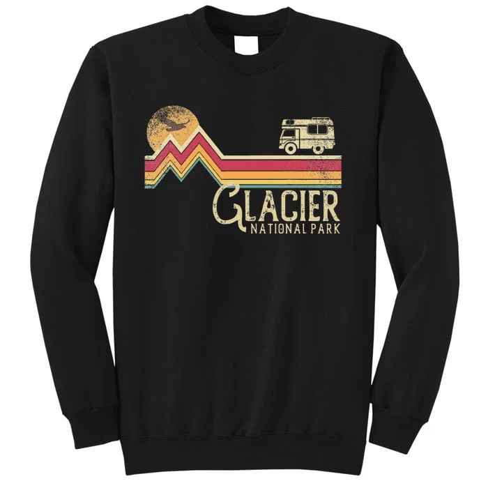 Glacier National Park Retro Style Mountain Vintage Montana Tall Sweatshirt