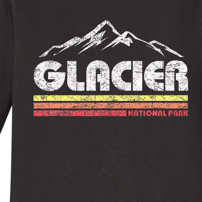 Glacier National Park Retro Mountain Souvenir Baby Long Sleeve Bodysuit