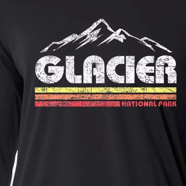 Glacier National Park Retro Mountain Souvenir Cooling Performance Long Sleeve Crew