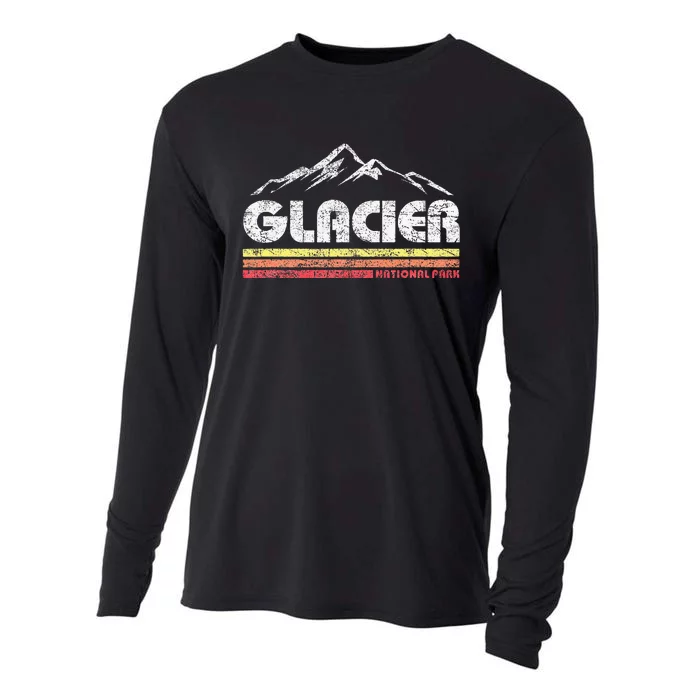 Glacier National Park Retro Mountain Souvenir Cooling Performance Long Sleeve Crew