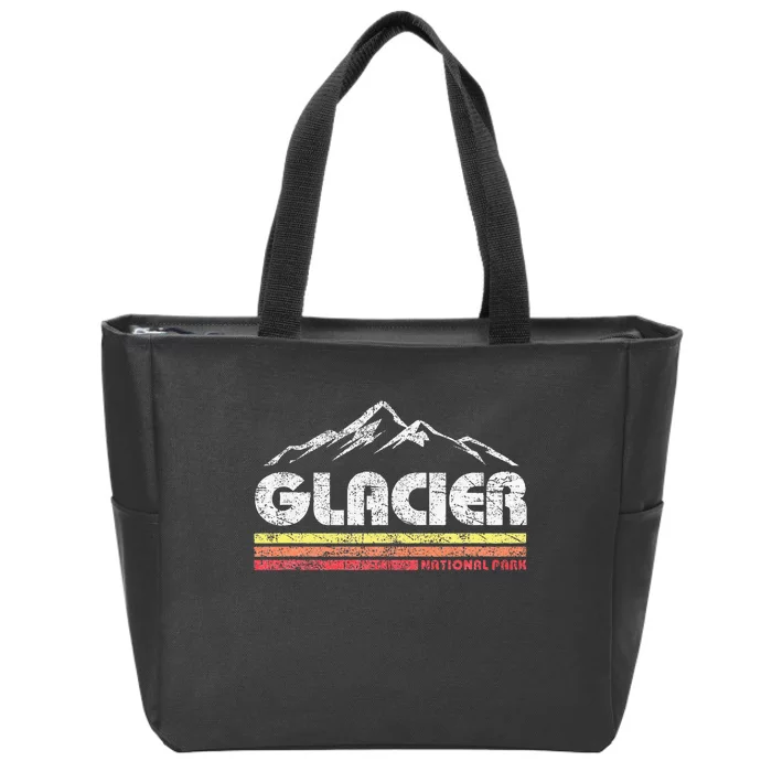 Glacier National Park Retro Mountain Souvenir Zip Tote Bag