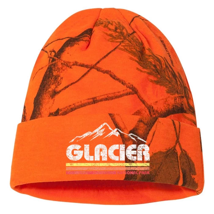 Glacier National Park Retro Mountain Souvenir Kati - 12in Camo Beanie