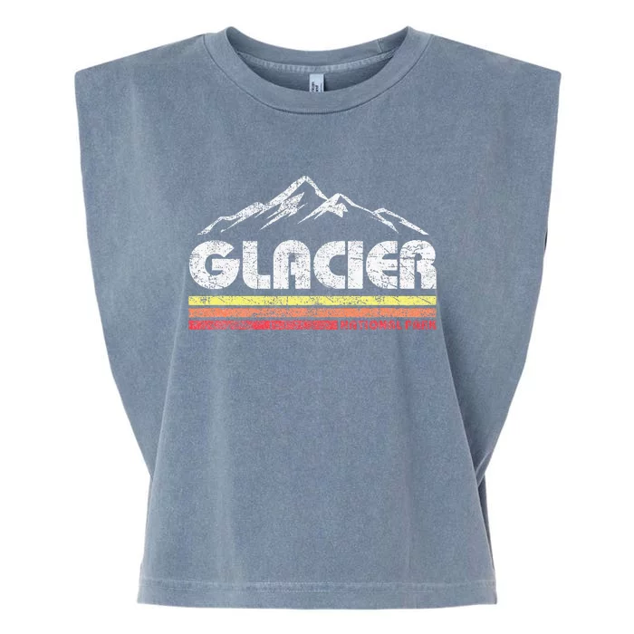 Glacier National Park Retro Mountain Souvenir Garment-Dyed Women's Muscle Tee