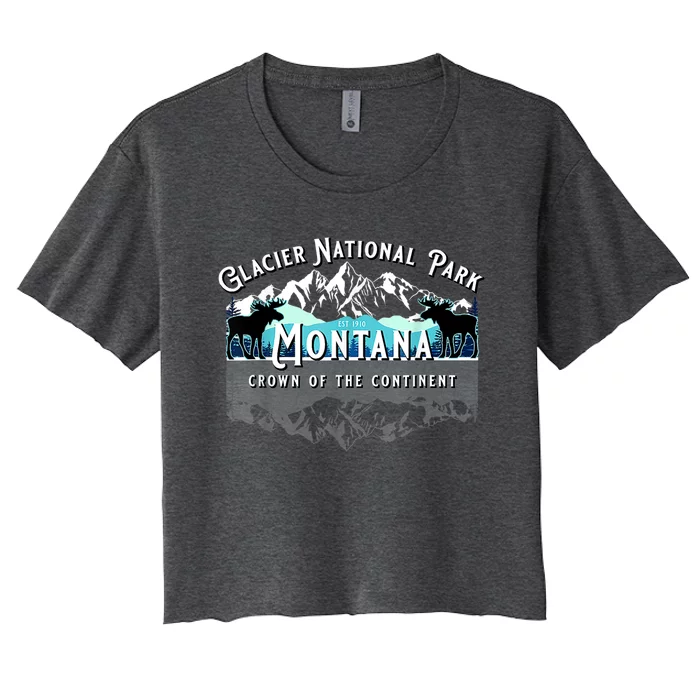 Glacier National Park Montana Moose Hiking Camping Souvenir Women's Crop Top Tee