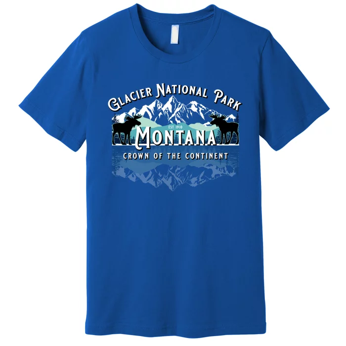 Glacier National Park Montana Hiking Moose Camping Souvenir Gift Premium T-Shirt