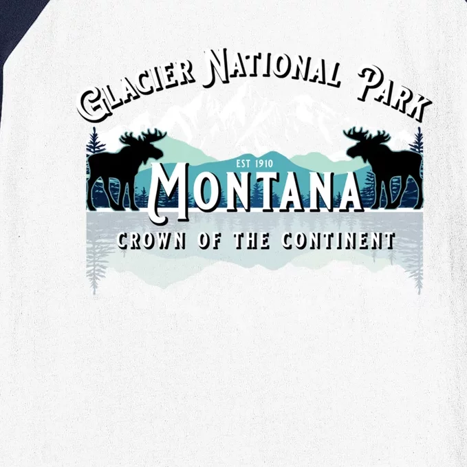 Glacier National Park Montana Hiking Moose Camping Souvenir Gift Baseball Sleeve Shirt