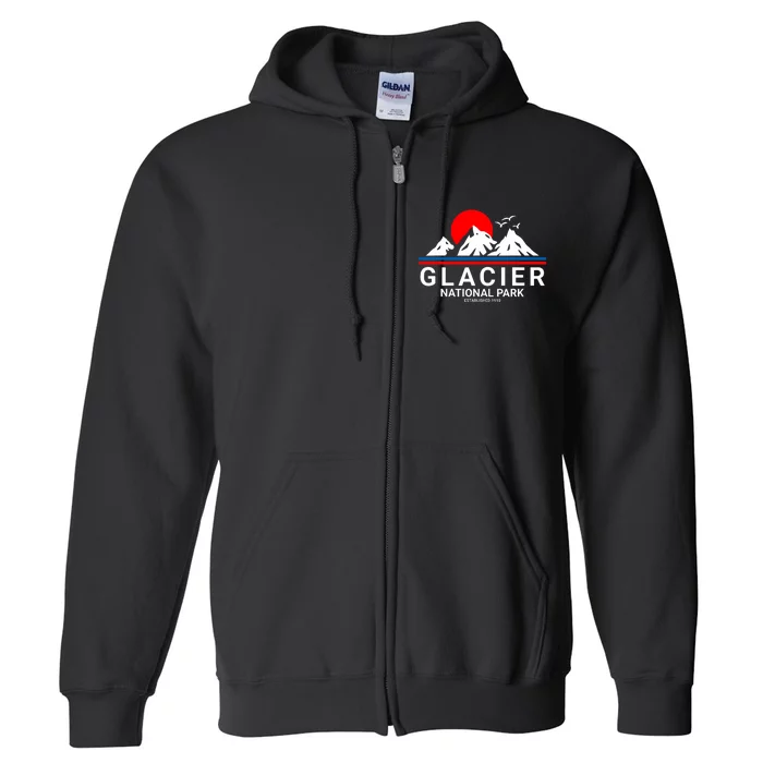 Glacier National Park Vintage Souvenir Hiking Full Zip Hoodie