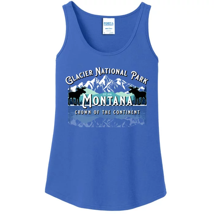 Glacier National Park Montana Hiking Camping Moose Souvenir Meaningful Gift Ladies Essential Tank