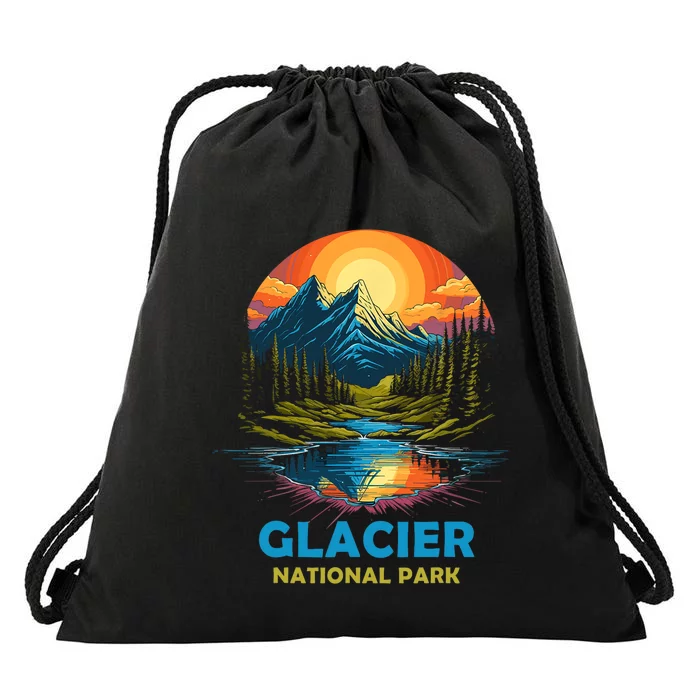 Glacier National Park Montana Mountains Trip Drawstring Bag