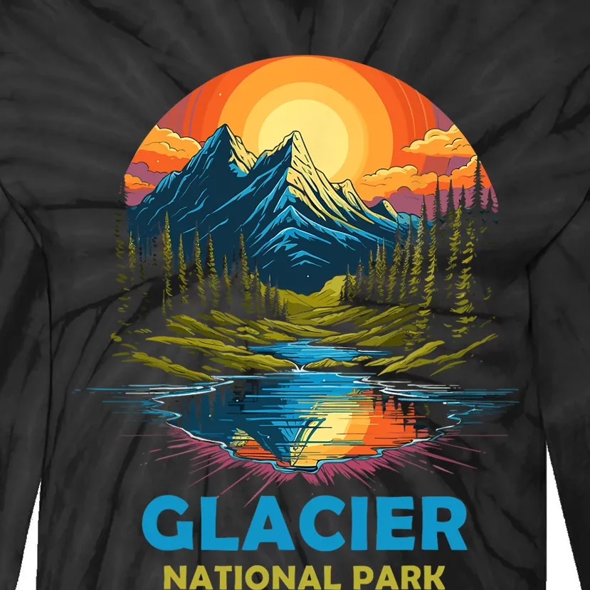 Glacier National Park Montana Mountains Trip Tie-Dye Long Sleeve Shirt