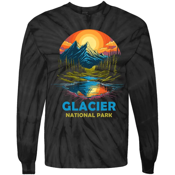 Glacier National Park Montana Mountains Trip Tie-Dye Long Sleeve Shirt