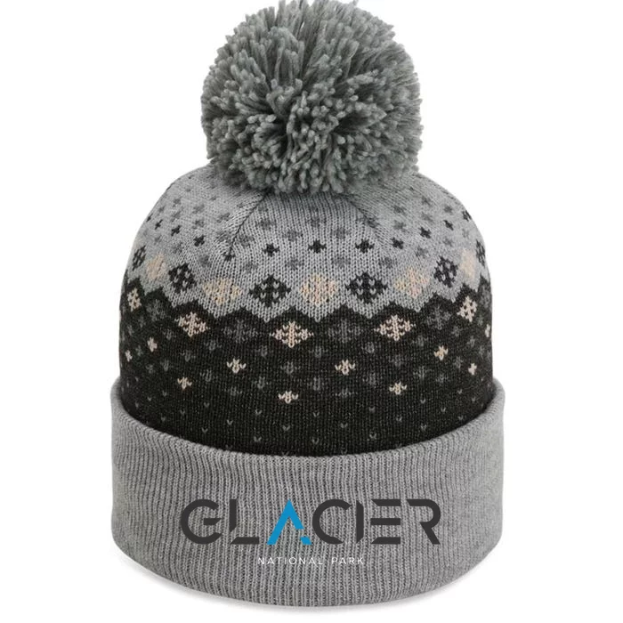 Glacier National Park Montana Tonal Retro Vintage The Baniff Cuffed Pom Beanie