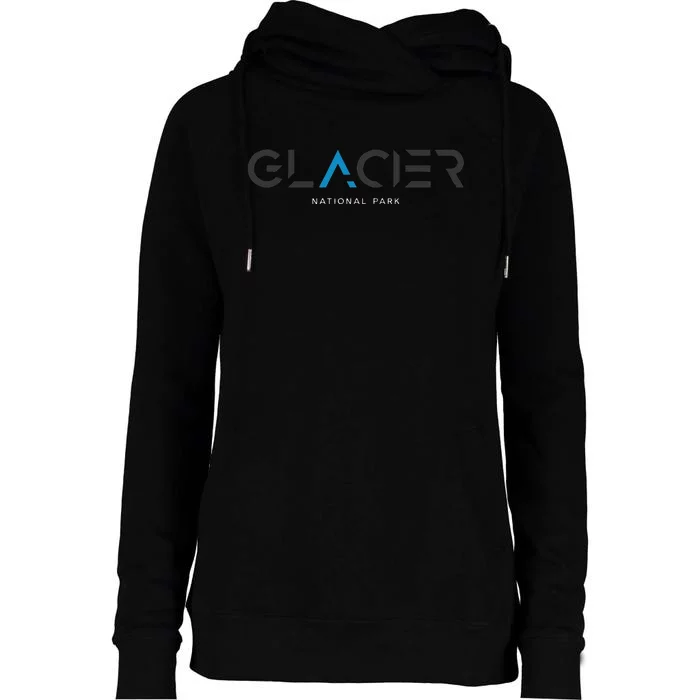 Glacier National Park Montana Tonal Retro Vintage Womens Funnel Neck Pullover Hood