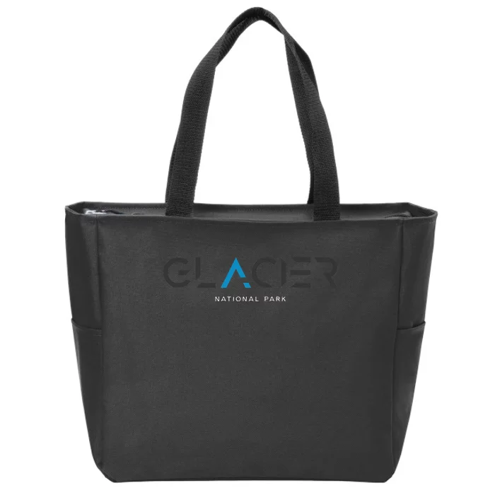 Glacier National Park Montana Tonal Retro Vintage Zip Tote Bag