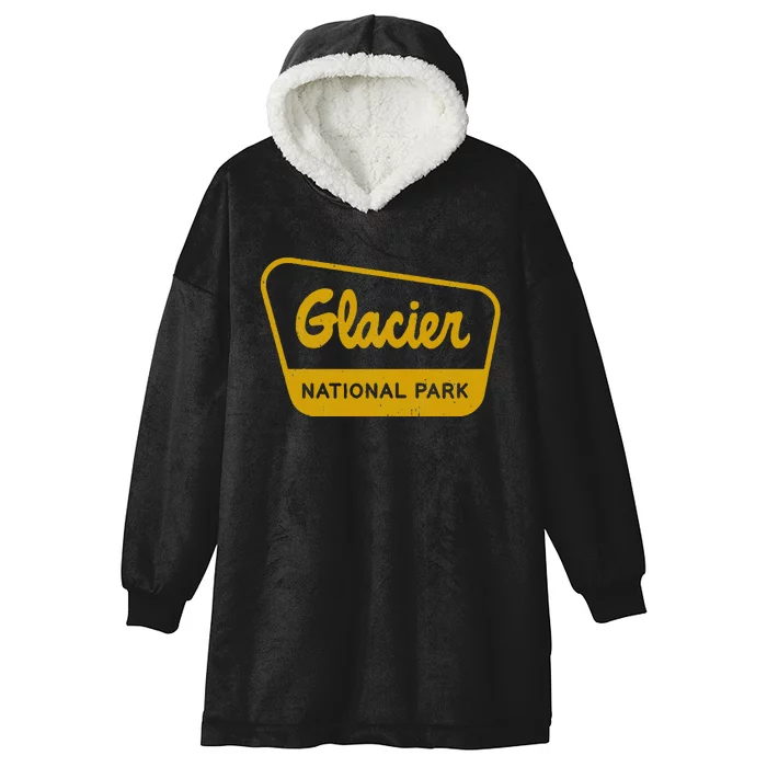 Glacier National Park Vintage Inspired Sign Graphic Hooded Wearable Blanket