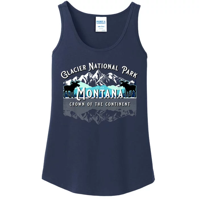 Glacier National Park Montana Moose Hiking Camping Souvenir Ladies Essential Tank