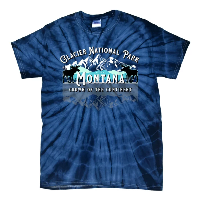 Glacier National Park Montana Moose Hiking Camping Souvenir Tie-Dye T-Shirt