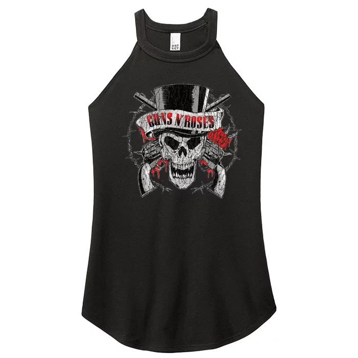 G.U.N.S N R.O.S.E.S Top Hat Skull Women’s Perfect Tri Rocker Tank