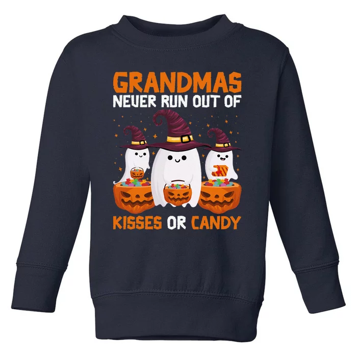 Grandmas Never Run Out Of Kisses Or Candy Ghost Halloween Toddler Sweatshirt