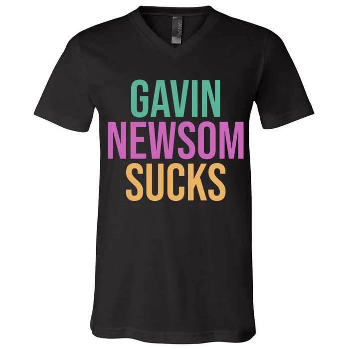 Gavin Newsom Sucks V-Neck T-Shirt