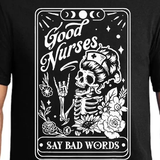 Good Nurses Say Bad Words Nurse Skeleton Tarot Card Pajama Set