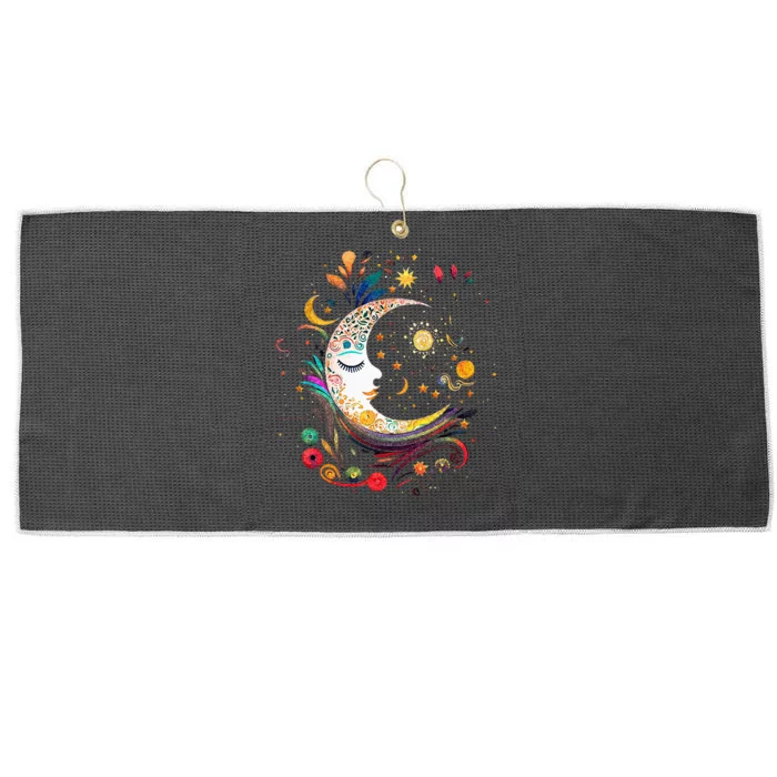 Galaxy Night Sky Moon Lunar Stars Sun Love Large Microfiber Waffle Golf Towel