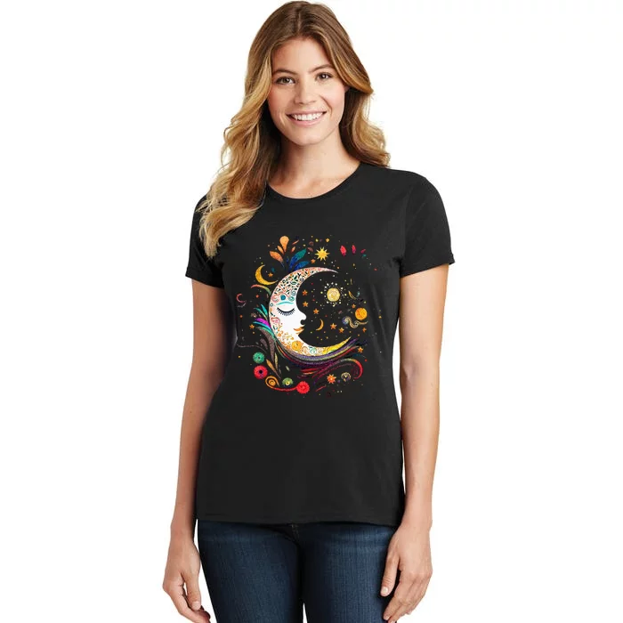 Galaxy Night Sky Moon Lunar Stars Sun Love Women's T-Shirt