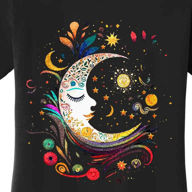 Galaxy Night Sky Moon Lunar Stars Sun Love Women's T-Shirt