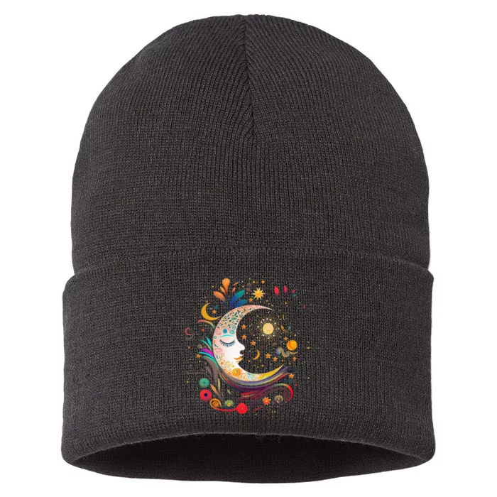 Galaxy Night Sky Moon Lunar Stars Sun Love Sustainable Knit Beanie