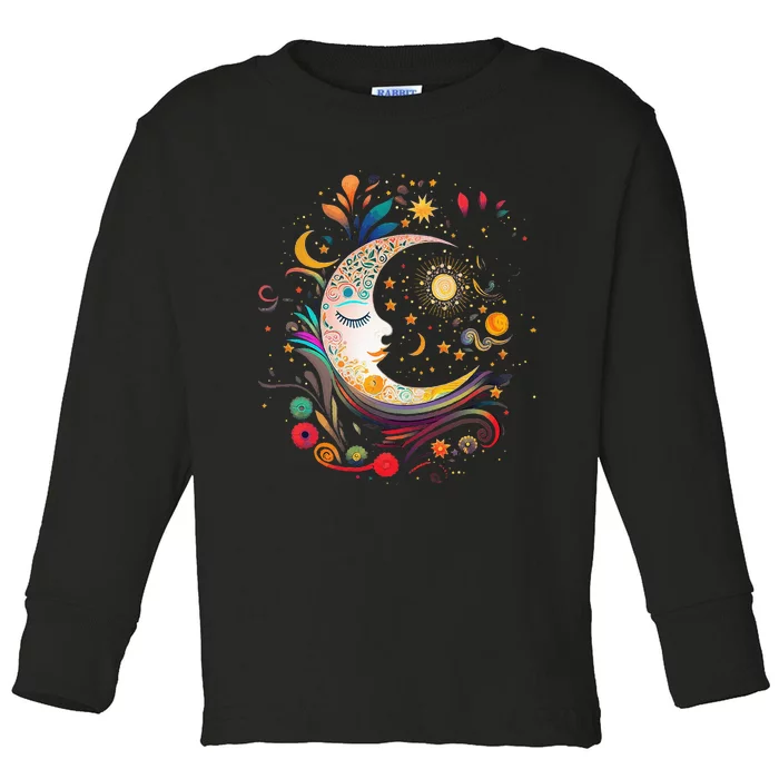 Galaxy Night Sky Moon Lunar Stars Sun Love Toddler Long Sleeve Shirt