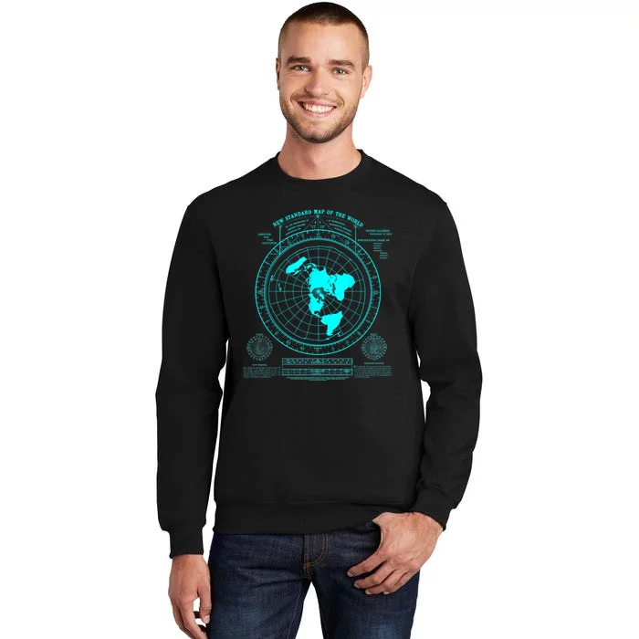 Gleasons New Standard Map Of The World Flat Earth Tall Sweatshirt