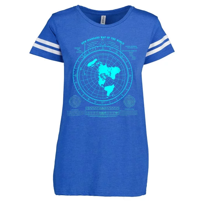 Gleasons New Standard Map Of The World Flat Earth Enza Ladies Jersey Football T-Shirt