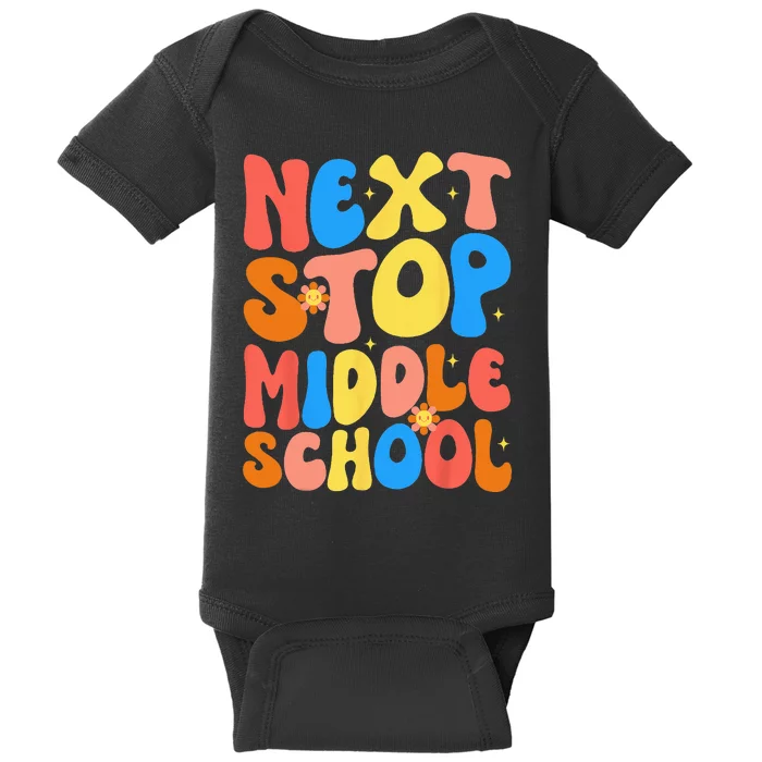 Groovy Next Stop Middle School Elementary School Graduation Baby Bodysuit