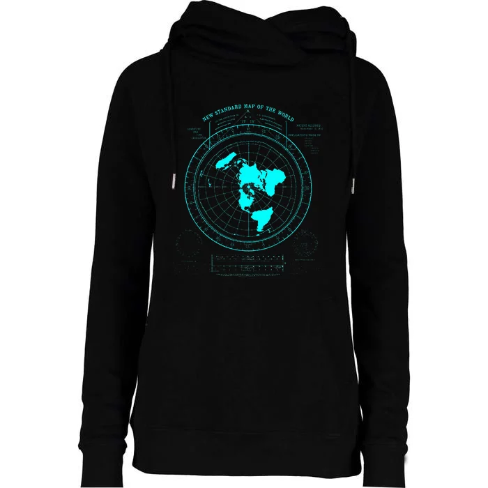 GleasonS New Standard Map Of The World Flat Earth Womens Funnel Neck Pullover Hood