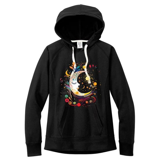 Galaxy Night Sky Moon Lunar Stars Sun Love Women's Fleece Hoodie