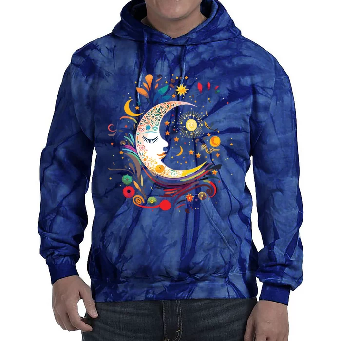 Galaxy Night Sky Moon Lunar Stars Sun Love Tie Dye Hoodie