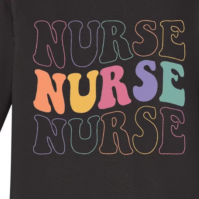 Groovy Nurse  School Nurse RN ICU ER Pediatric Baby Long Sleeve Bodysuit