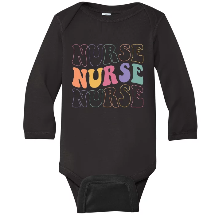 Groovy Nurse  School Nurse RN ICU ER Pediatric Baby Long Sleeve Bodysuit