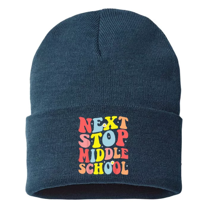 Groovy Next Stop Middle School Elementary School Graduation Sustainable Knit Beanie