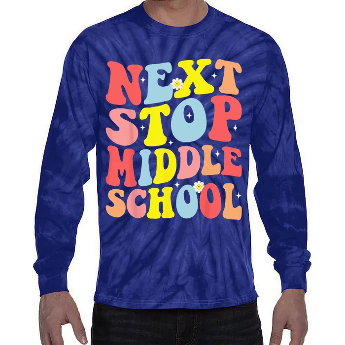 Groovy Next Stop Middle School Elementary School Graduation Tie-Dye Long Sleeve Shirt