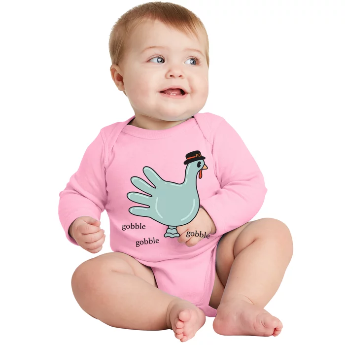 Gobble Nurse Thanksgiving Health Care Holiday Baby Long Sleeve Bodysuit