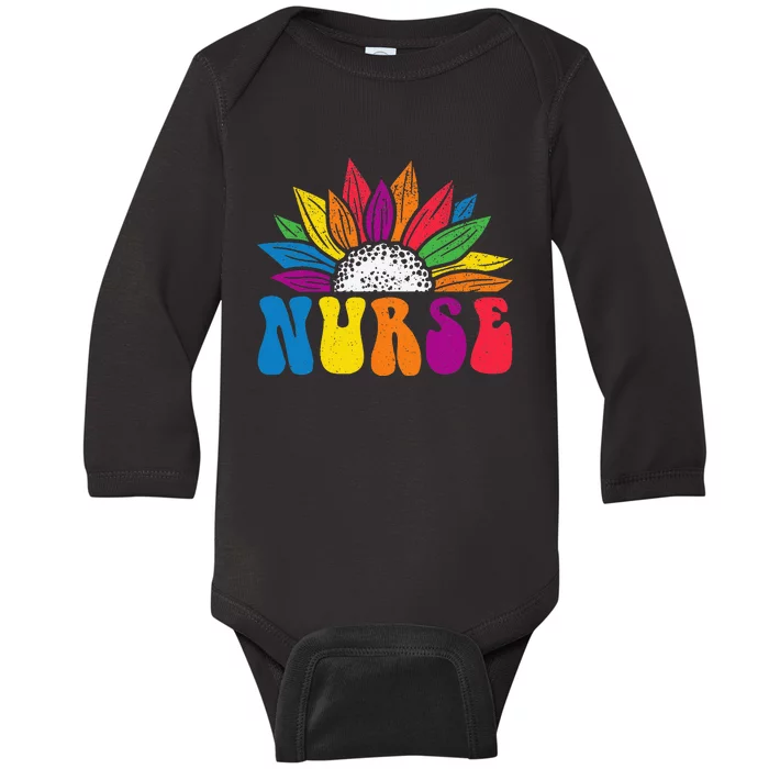 Groovy Nurse Tee Wo Future Nurse Appreciation Nursing Baby Long Sleeve Bodysuit