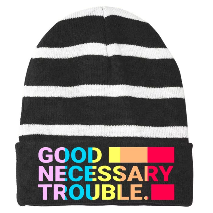 Good Necessary Trouble LGBTQ Striped Beanie with Solid Band