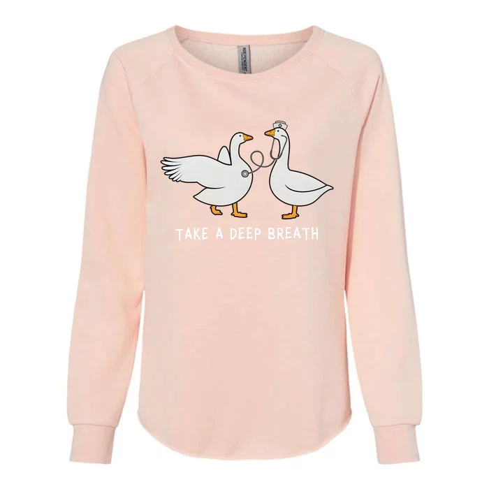 Goose Nurse Take A Deep Breath Womens California Wash Sweatshirt