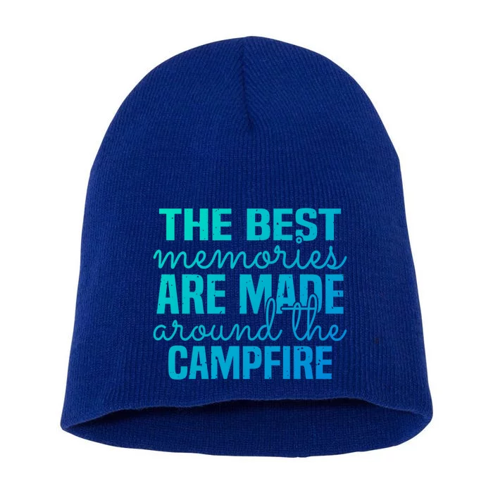 Glamping Nature Tent Camping Campfire Memories Mountain Gift Short Acrylic Beanie