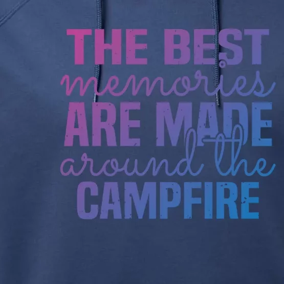 Glamping Nature Tent Camping Campfire Memories Mountain Gift Performance Fleece Hoodie