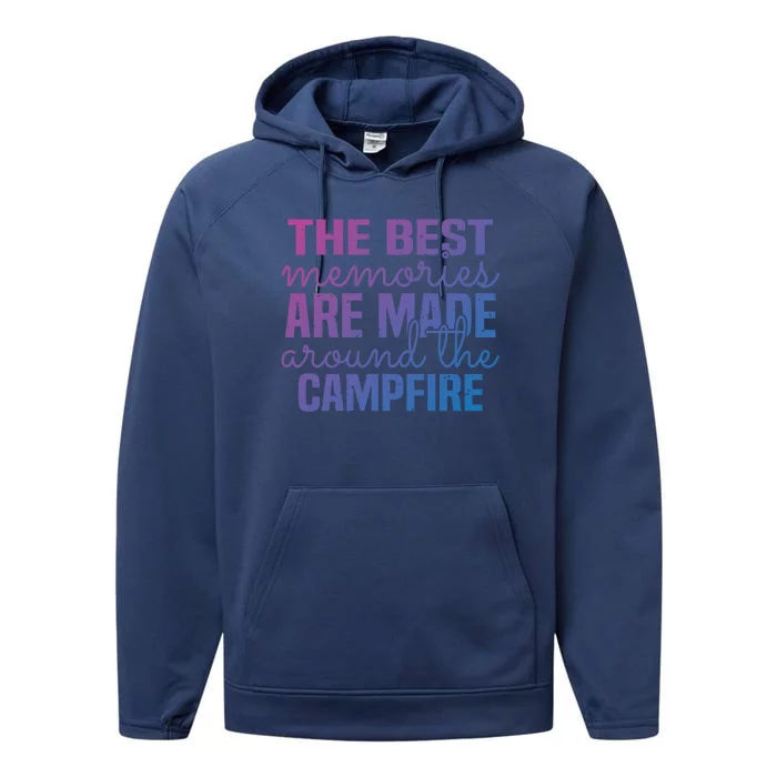 Glamping Nature Tent Camping Campfire Memories Mountain Gift Performance Fleece Hoodie